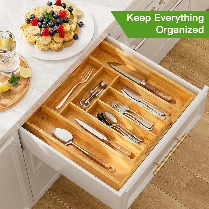Extendable Bamboo Drawer Organiser