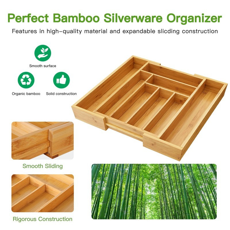 Extendable Bamboo Drawer Organiser