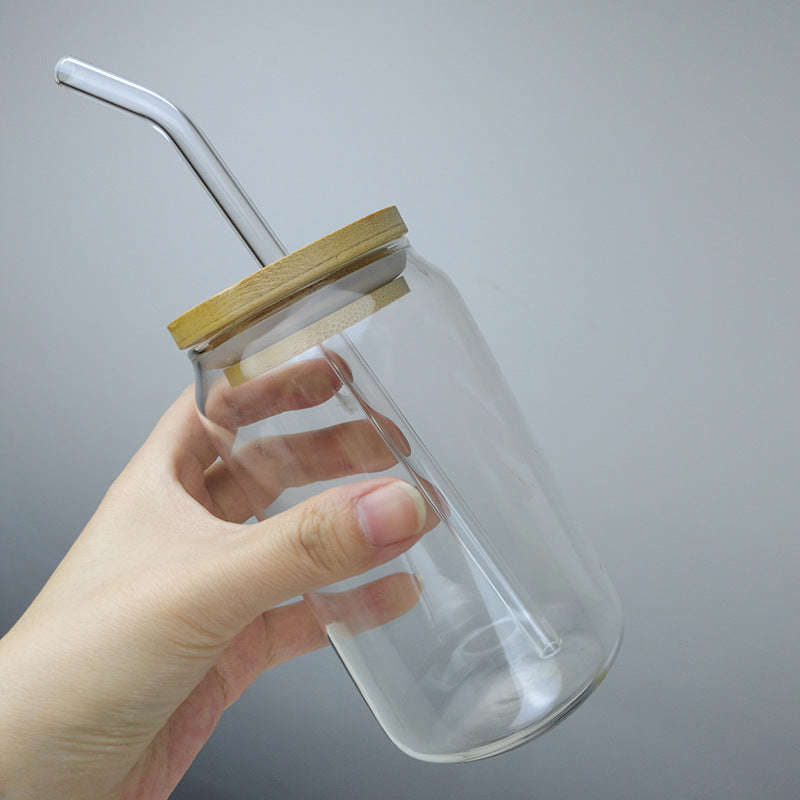 Glass Cup with Bamboo Lid & Straw