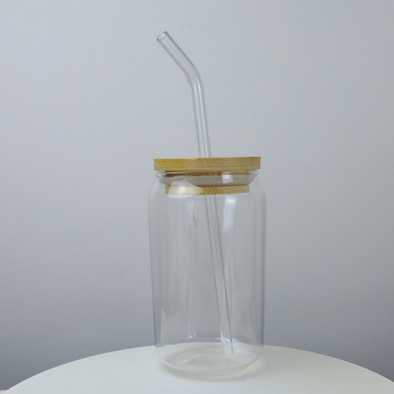 Glass Cup with Bamboo Lid & Straw