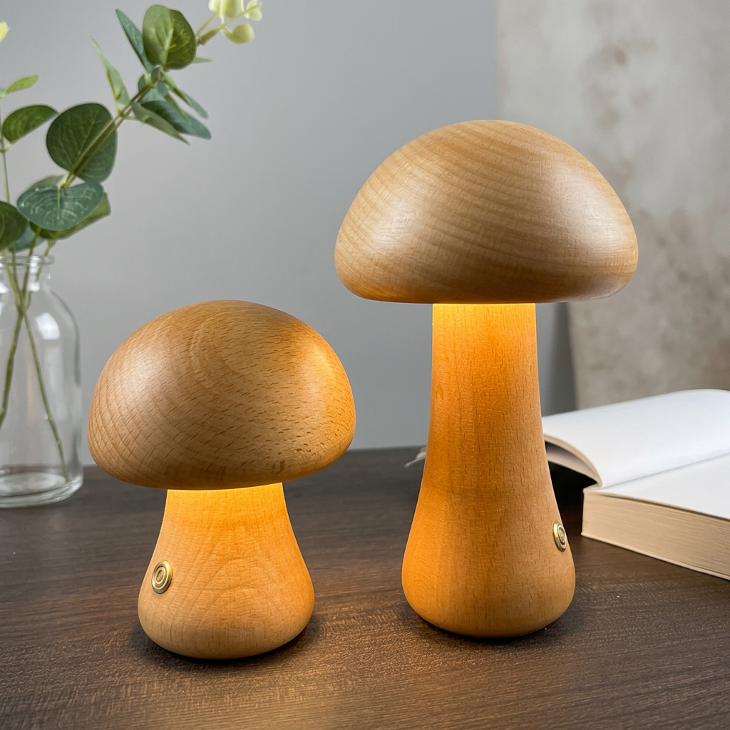 Wooden Mushroom Night Light