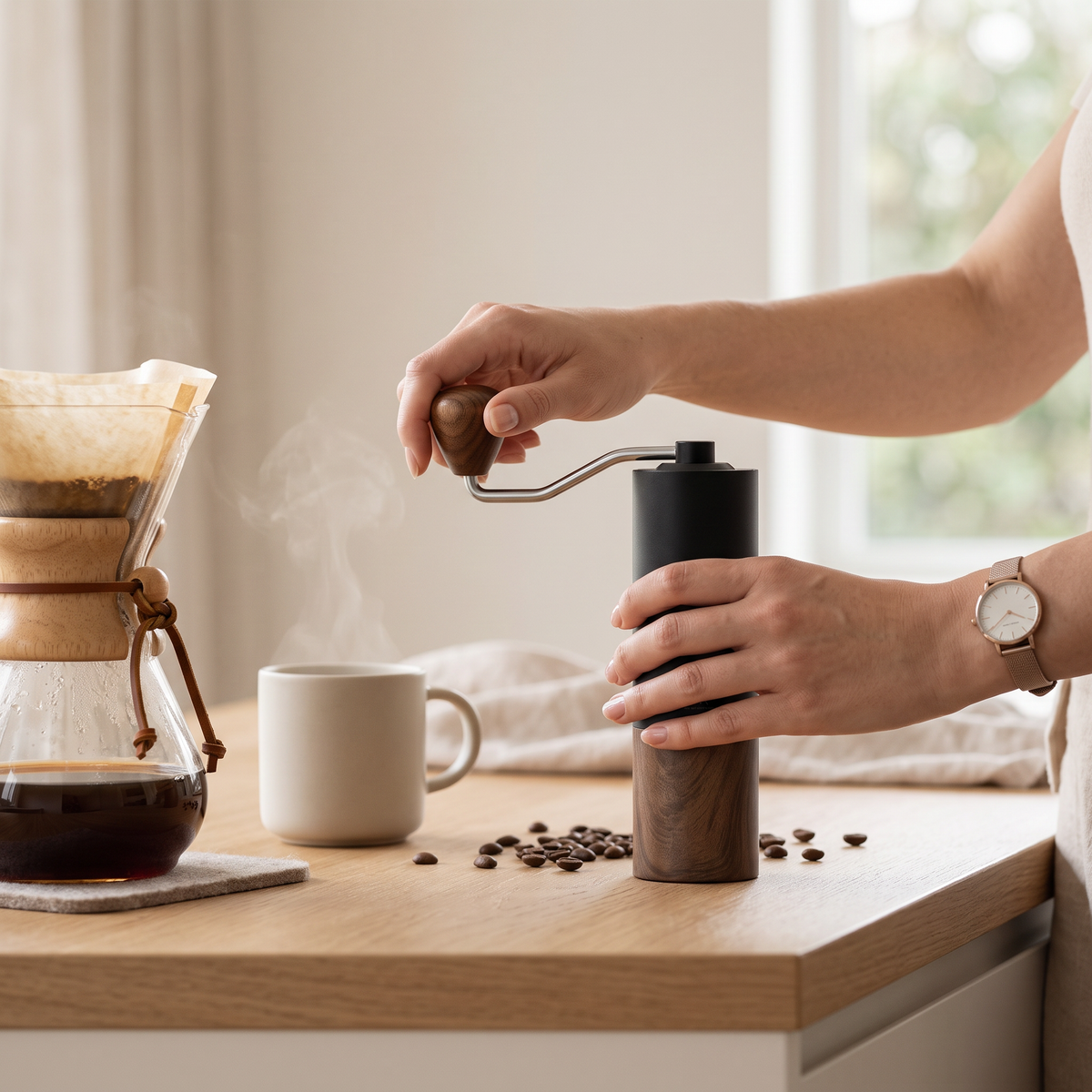 Grinding coffee by hand