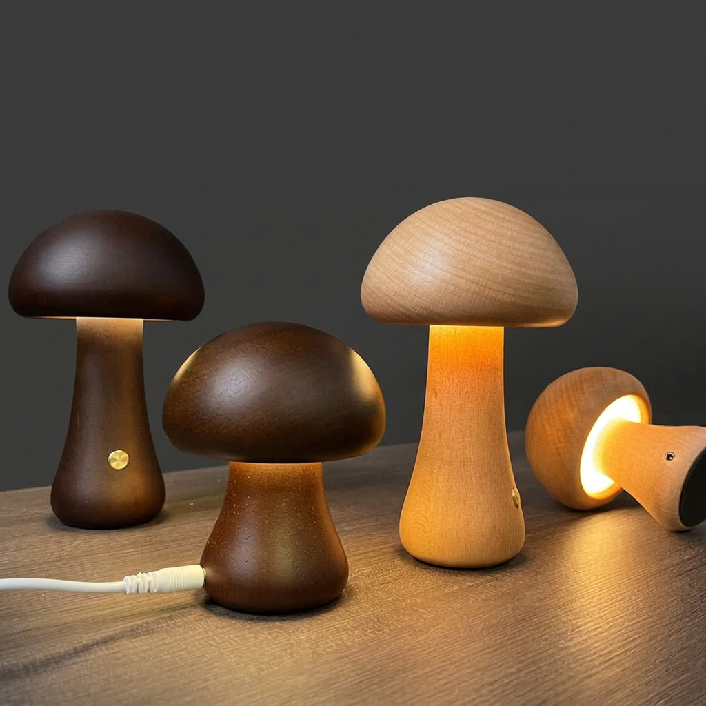 Wooden Mushroom Night Light