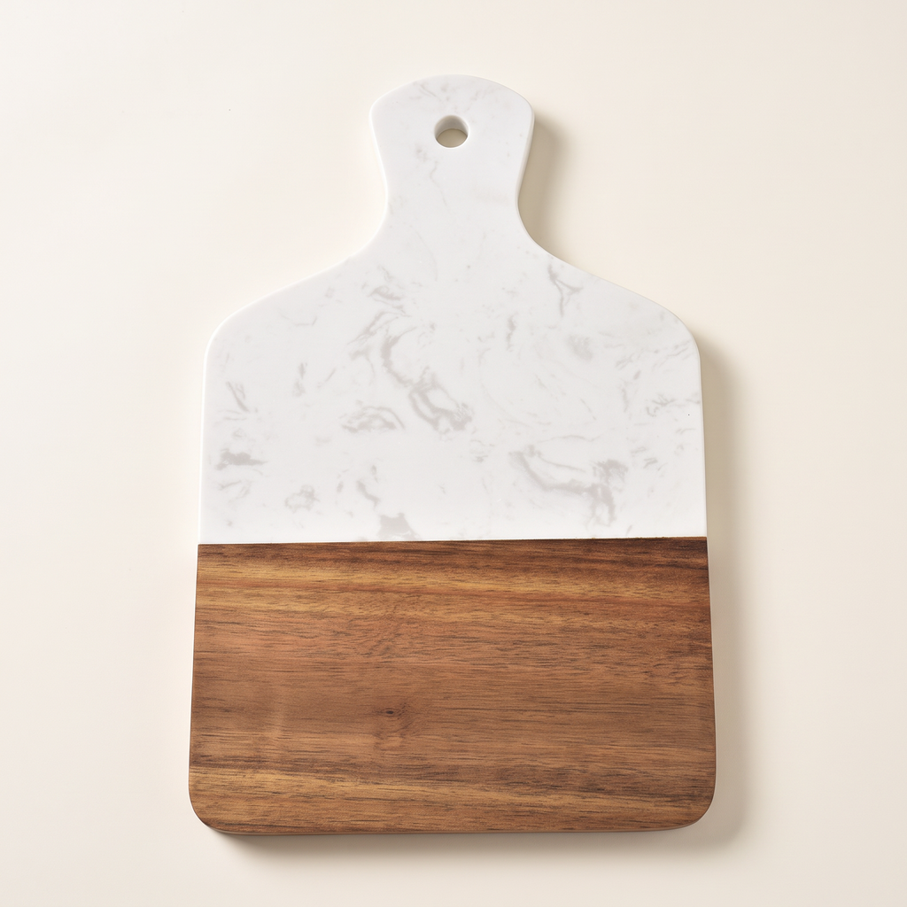 Marble and acacia serving board