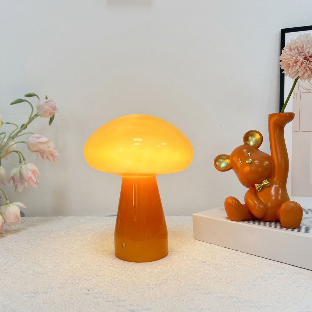 Glass Mushroom Table Lamp (USB, Dimmable)