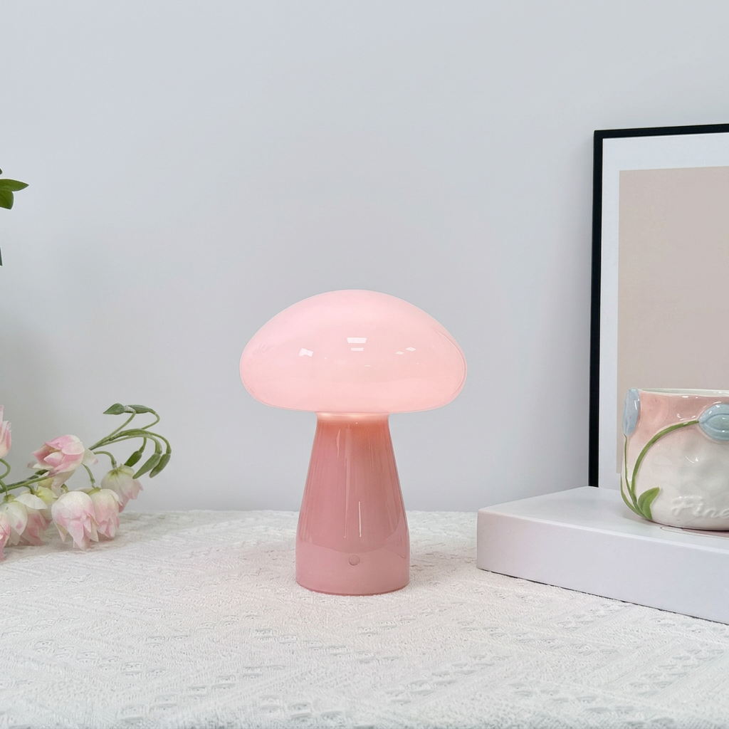 Glass Mushroom Table Lamp (USB, Dimmable)