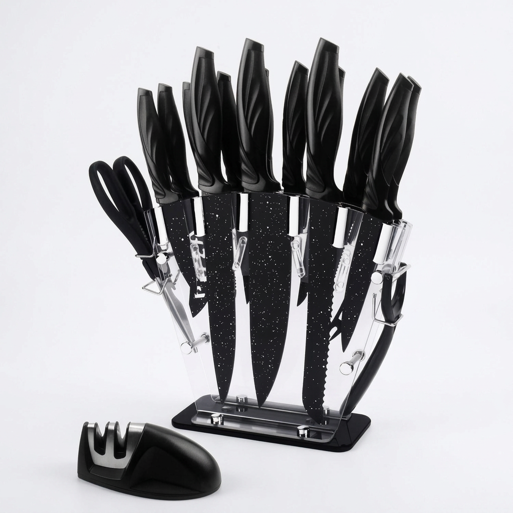 Black Kitchen Knife Set (17 pcs)