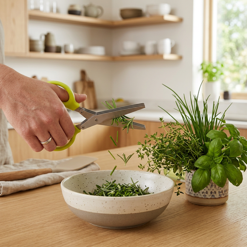 5-Blade Herb Scissors in use
