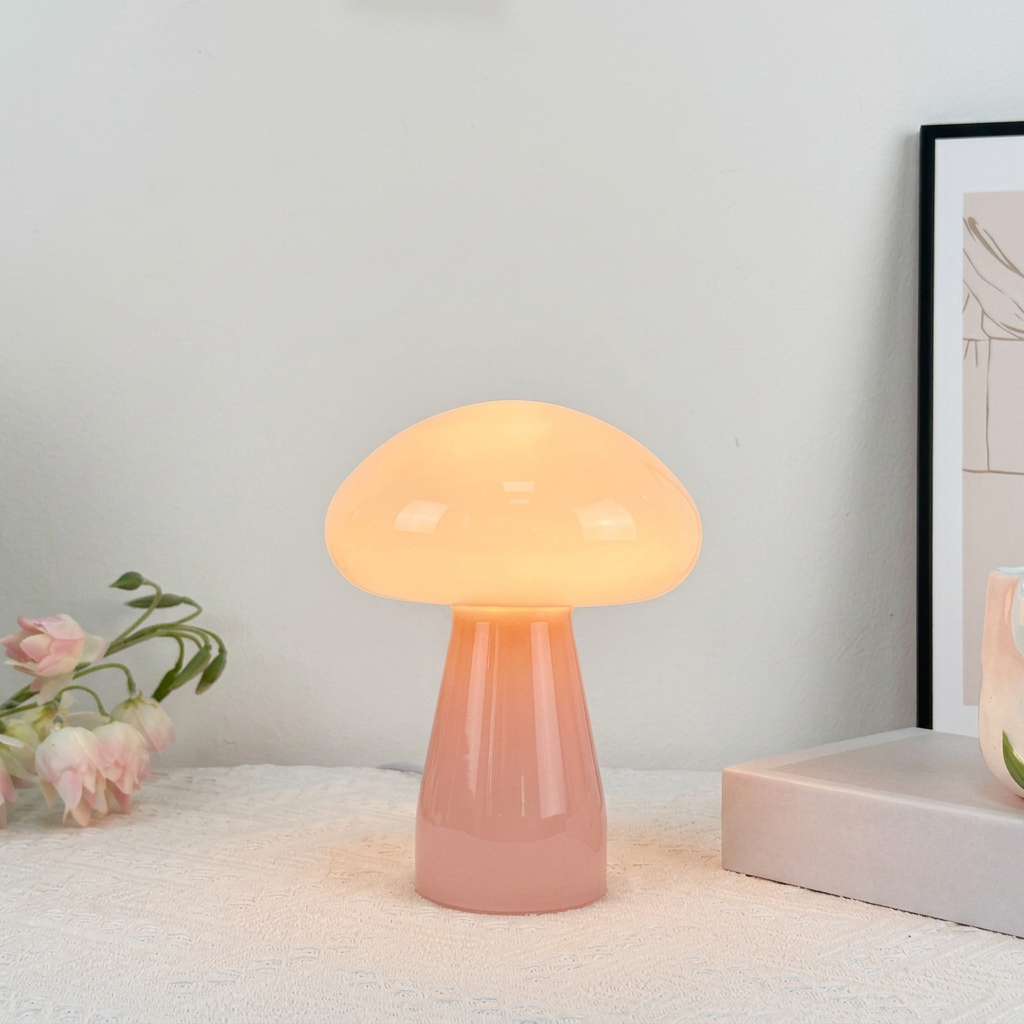 Glass Mushroom Table Lamp (USB, Dimmable)