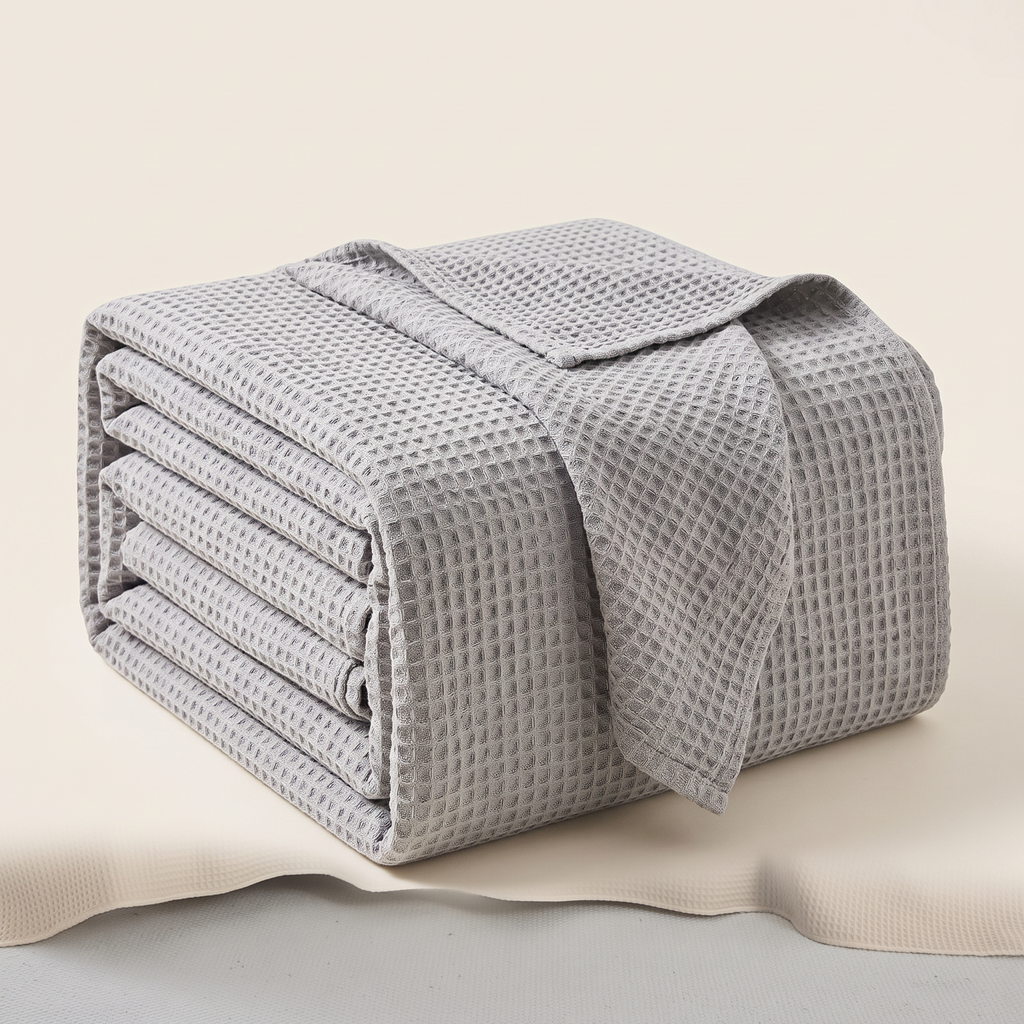 Cotton waffle throw blanket