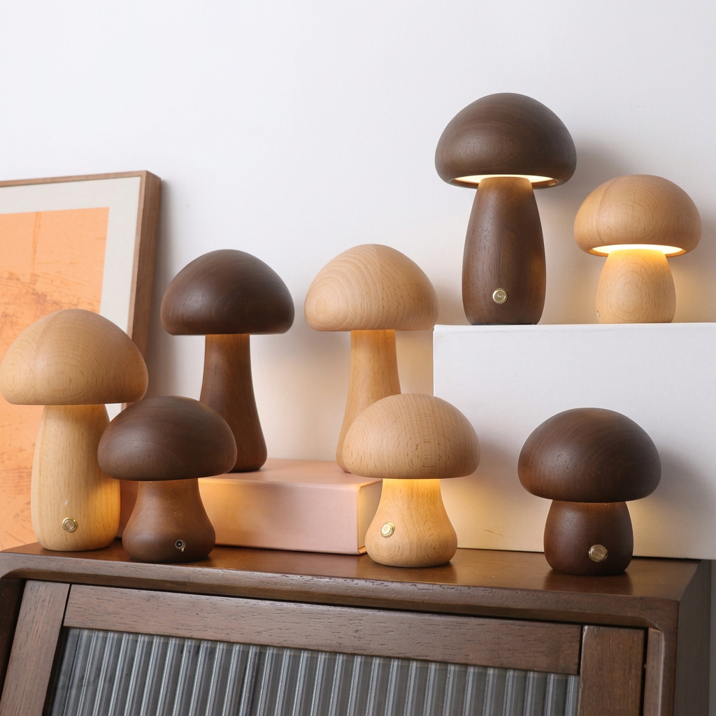 Wooden Mushroom Night Light