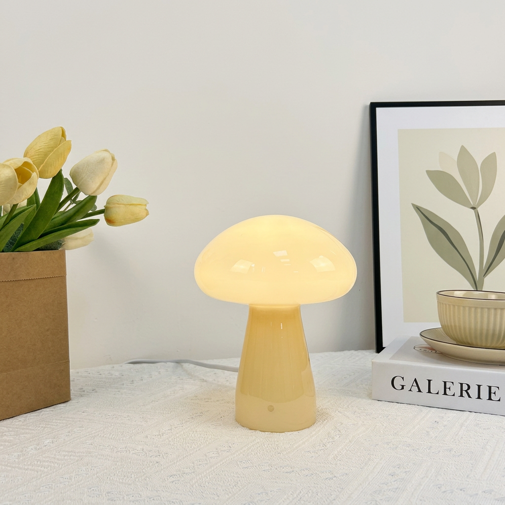 Glass Mushroom Table Lamp (USB, Dimmable)
