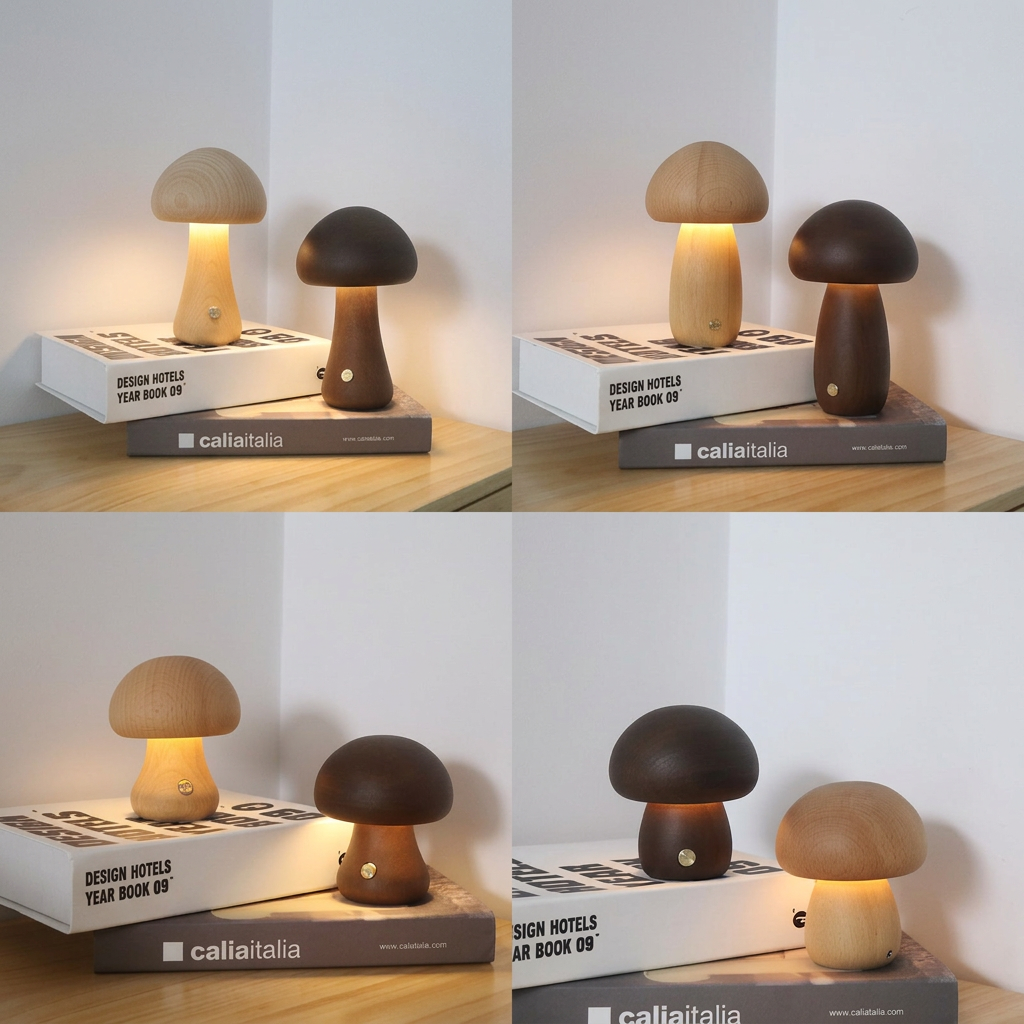 Wooden Mushroom Night Light